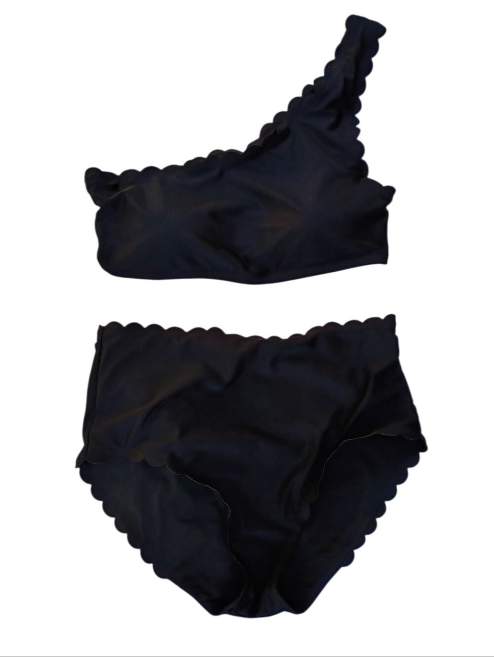 J. Crew Scalloped Edge Swim Set in Black sz L NEW